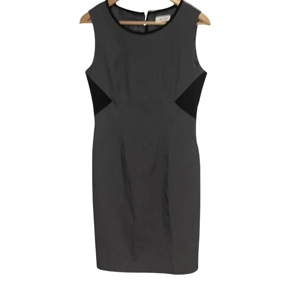 Calvin Klein | Dresses | Calvin Klein Sheath Dress Gray Black Fitted Career  Workwear Office Dress | Poshmark